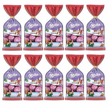 Milka Weihnachtskugeln Knusper Creme aus Alpenmilch 100g 10er Pack