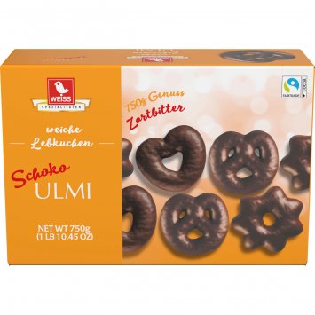 Weiss Schoko Ulmi weiche Lebkuchen mit Zartbitterschokolade 750g