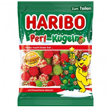 Haribo Weihnachten Perl Kugeln Beutel Gelee mit Nonpareille 200g