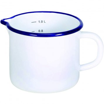 Krüger Milchtopf Husum Emailliert mit Ausguss und Skala weiß 12cm