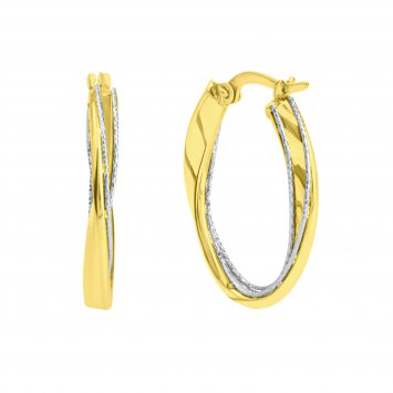 Creolen 375/- Gelbgold bicolor oval 19 mm