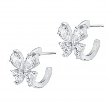 Steckcreolen 925 Sterling Silber rhodiniert Glänzend  Zirkonia weiß