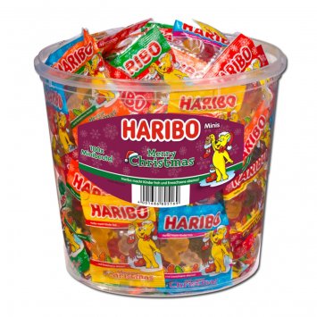 Haribo Merry Christmas 100 x Minibeutel in der Vorratsdose 980g