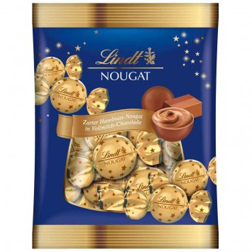 Lindt Nougat Kugeln Nougat  Vollmilchschokolade mit Füllung 101g