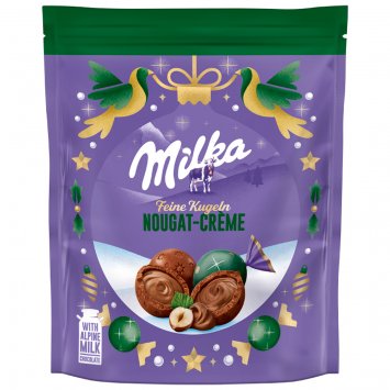 Milka Feine Kugeln Nougat Creme aus Alpenmilchschokolade 90g
