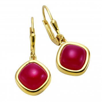 Ohrringe Silber 925 vergoldet mit echtem Chalcedon rot