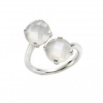 Ring 925 Silber rhodiniert mit 2 Mondsteinen