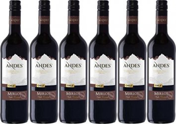 Andes Merlot Qualitätswein trockener Rotwein aus Chile 4500ml, 6er Pack