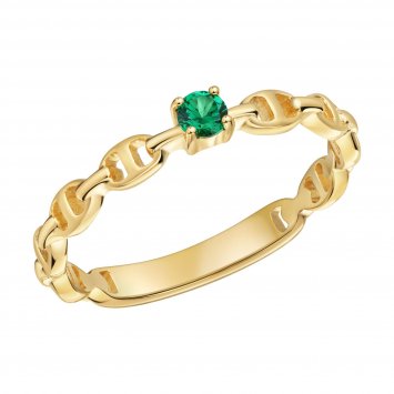 Ring 925 Silber vergoldet Zirkonia grün