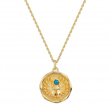 Anhänger mit Kette 925 Silber vergoldet mit Türkis