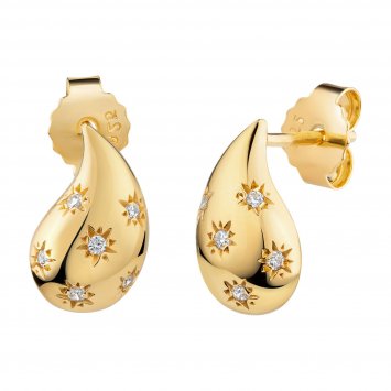 Ohrstecker 925 Silber vergoldet Tropfen Zirkonia Sterne