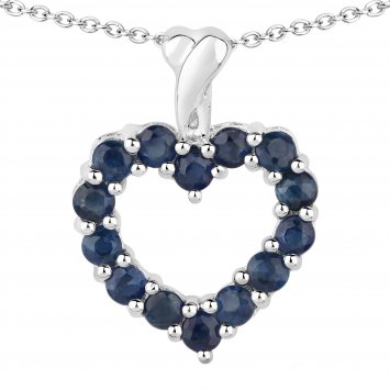 Anhänger mit Kette 925 Sterling Silber rhodiniert Safir