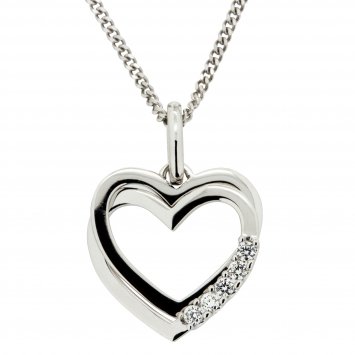 Halskette Gold 585 Herz-Anhänger mit 5 Brillanten zus. 0,10ct.