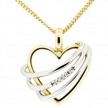 Halskette Gold 585 Herz-Anhänger mit 5 Brillanten zus. 0,025ct.