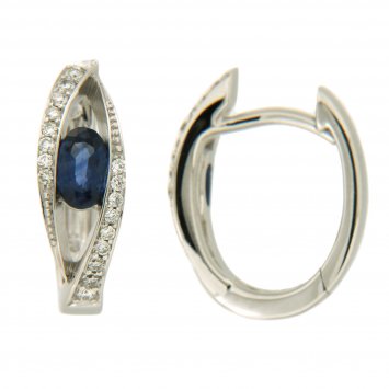 Creolen 585/- Weißgold Brillant Saphir