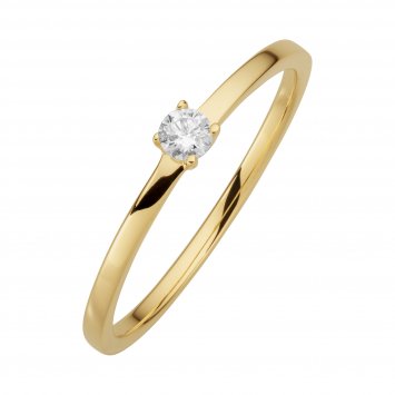 Ring 585/- Gelbgold glanz 1 Brill. 0,10ct. weiß