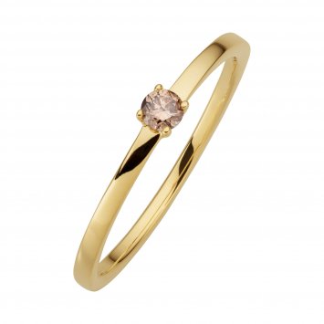 Ring 585/-Gelbgold glanz 1 Brill. 0,10ct. braun