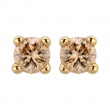 Ohrstecker 585/- Gelbgold glanz 2 Brill. 0,10ct. braun