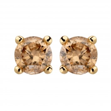 Ohrstecker 585/- Gelbgold 2 Brill. 0,25 ct. braun