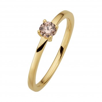Ring 585/- Gelbgold glanz 1 Brill. 0,25ct. braun