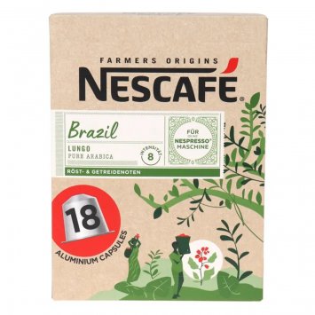 Nestle Nescafe Farmers Origins Brazil Lungo Coffee 18 Kapseln 93g