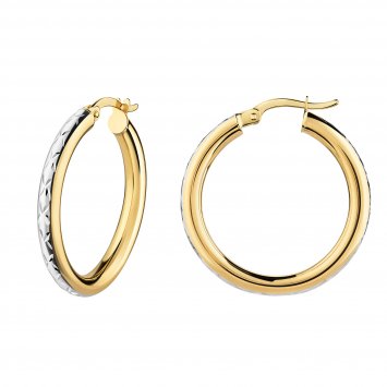 Creolen 585/- Gelbgold glanz bicolor diamantiert