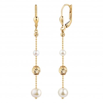 Ohrhänger 585/- Gelbgold glanz Kugeln und Perlen