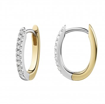 Klappcreolen 925/- Sterling Silber rhodiniert und vergoldet Zirkonia