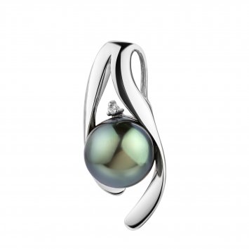 Anhänger 585/- Weißgold glanz Tahitiperle und Diamant