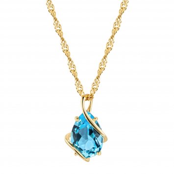 Anhänger mit Kette 375/- Gelbgold Swiss Blautopas