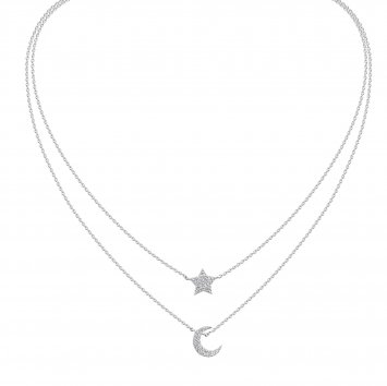 Collier 925 Silber rhodiniert Zirkonia