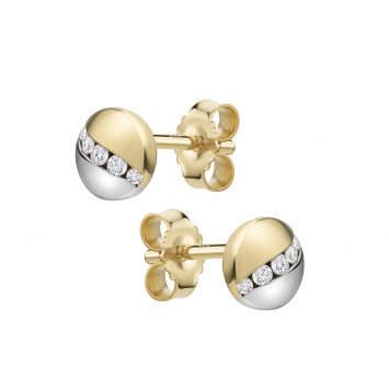Ohrstecker 375 Gelbgold bicolor Zirkonia