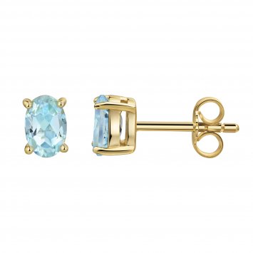 Ohrstecker 375 Gelbgold Blautopas