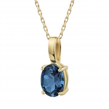 Anhänger mit Kette 375 Gelbgold Blautopas (beh)
