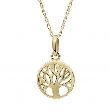 Anhänger mit Kette 375 Gelbgold Lebensbaum