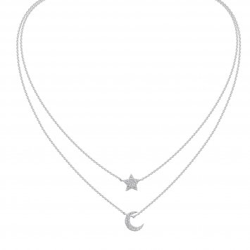Collier 925 Silber rhodiniert Zirkonia