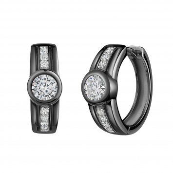 Creolen 925 Sterling Silber rhodiniert/schwarz Zirkonia