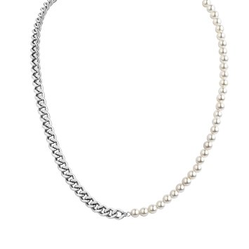 Collier Edelstahl mit Perlen