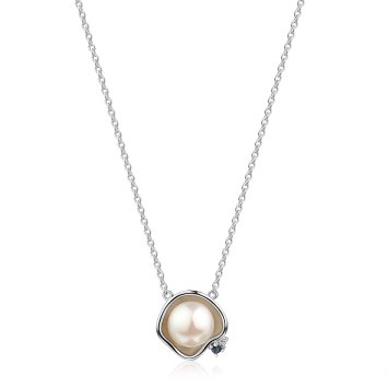 Collier 925/- Sterling Silber Perle und Saphir