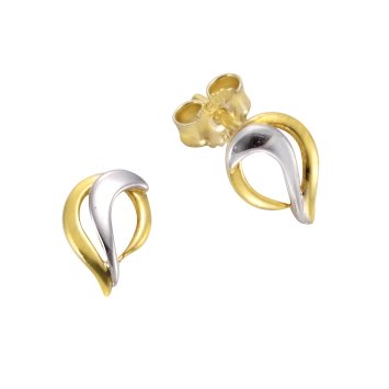 Ohrstecker 585/- Gelbgold bicolor glanz