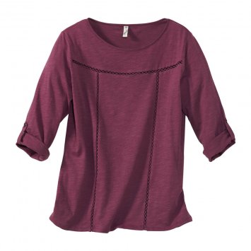 T-Shirt mit Hohlsaum-Stickerei