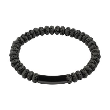 Armband Edelstahl /PVD schwarz Lavasteine