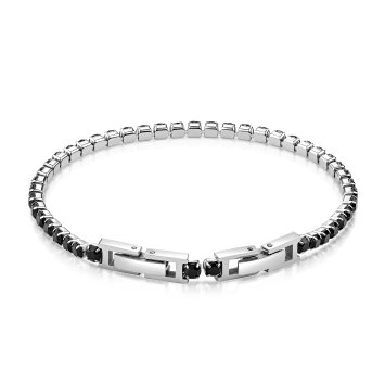 Armband Edelstahl Kristalle schwarz