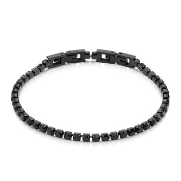 Armband Edelstahl/PVD schwarz Kristalle schwarz