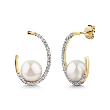 Ohrstecker 585/- Gelbgold bicolor Weißtopas und Perle