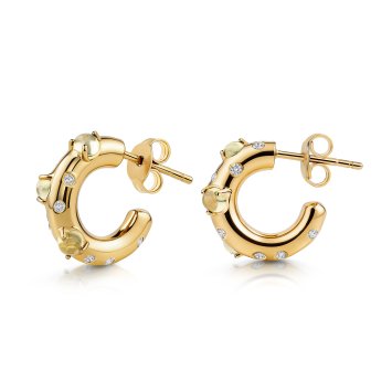 Creolen 925 Sterling Silber vergoldet Glänzend Topas Quarz grün