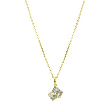 Anhänger mit Kette 375/- Gelbgold bicolor Blautopas und Zirkonia