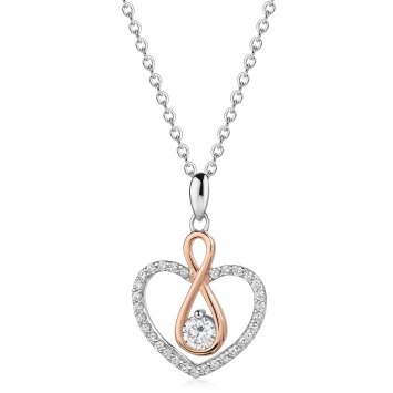 Anhänger mit Kette 925/- Sterling Silber Herz/Infinity Zirkonia