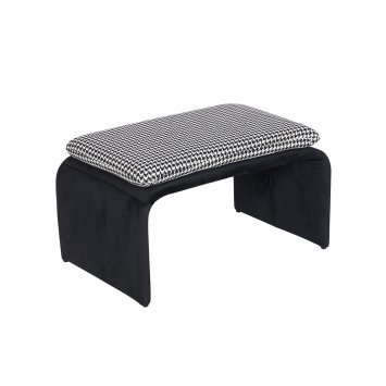 Polsterhocker B/H/T 61 x 34,5 x 40 cm Vance Hahnentritt Schwarz-Weiß