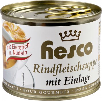 Hesco Rindsuppe mit Einlage Eierstich und Nudeln 5 Dosen 1060ml